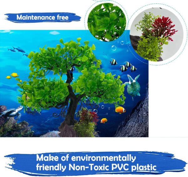 Vibury Artificial Aquarium Tree Plant Decoration Set, 16 Pieces Fake Aquatic Plants Artificial Fish Tank Plants - Image 3