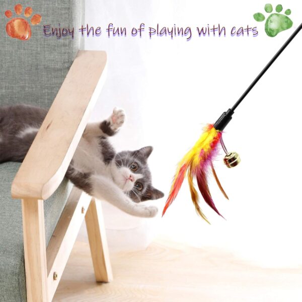 Besimple Set of 6 Feather Wands for Cats - Variable Colour - Coloured Feathers - for Cats and Kittens - Image 2