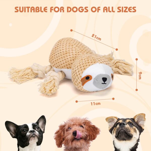 Nobleza Dog Squeaky Toys, Interactive Play Soft Plush Rope Toy, Cotton Material, Dog Toys For Small Medium Dogs, Teething Toys, Brown. - Image 3