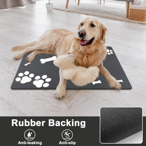 Pet Feeding Mat Absorbent Dog Mat: Bowl Mat Diatomaceous Earth Cat Bowl Mat Pet Diatomite Feeding Mat Non-slip Water Absorbent Eating Placemat for Small Animal, Dark Grey (Bone Pattern) - Image 4