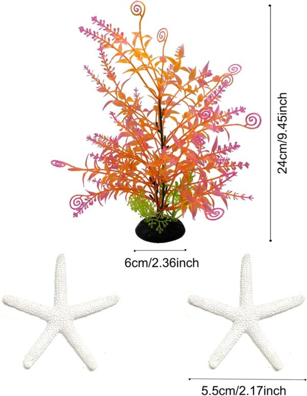 QUOZUO 21 pcs Fish Tank Decorations Plants with Artificial Tree Trunk view and starfish, Aquarium Plants Colorful Artificial Resin Reef Resin Fish Tank Ornament - Image 5