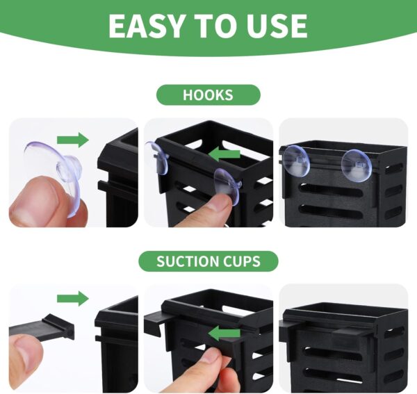 simarro 2 Pack Hanging Aquarium Plant Holder, Fish Tank Plant Holder with 12Pcs Hooks and 8Pcs Suction Cups, Suitable for Aquatic Plant Cultivation and Fish Tank Live Aquarium Plants - Image 5