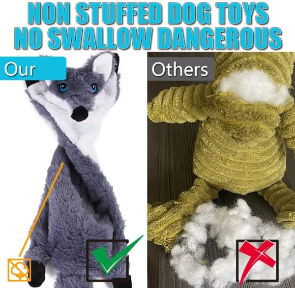 Squeaky Plush Dog Toy for Boredom, No Stuffed Wolf Soft Dog Toy Dog Toys for Small Medium Large Dogs - Image 7