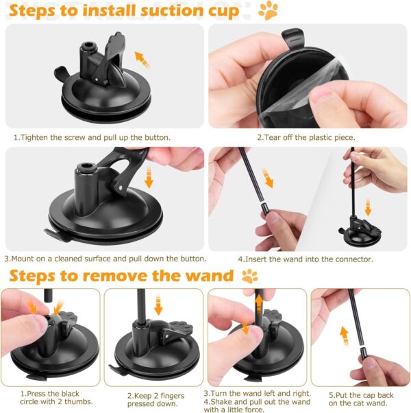 Gvoo Cat Toys, 2 Pack Cats Toys Interactive for Indoor Cats Adult Kitten Toys, with Sticky Super Suction Cup | Detachable 10 Pcs Cat Feather Toy | 2 Wand | Hanging Door Kitten Toys - Image 4