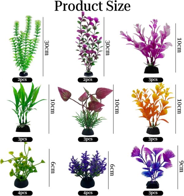 27 Pieces Aquarium Decoration PVC Artificial Aquarium Plants Fish Tank Plants Fish Tank Accessories Suitable for Home and Office Water Tank Decoration - Image 2
