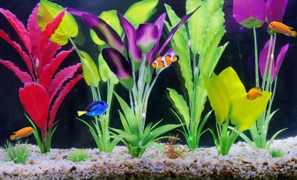 Emotionlite Aquarium Plants, Artificial Fish Tank Silk Decorations Decor Plants Set Purple & Yellow 3 Packs - Image 6