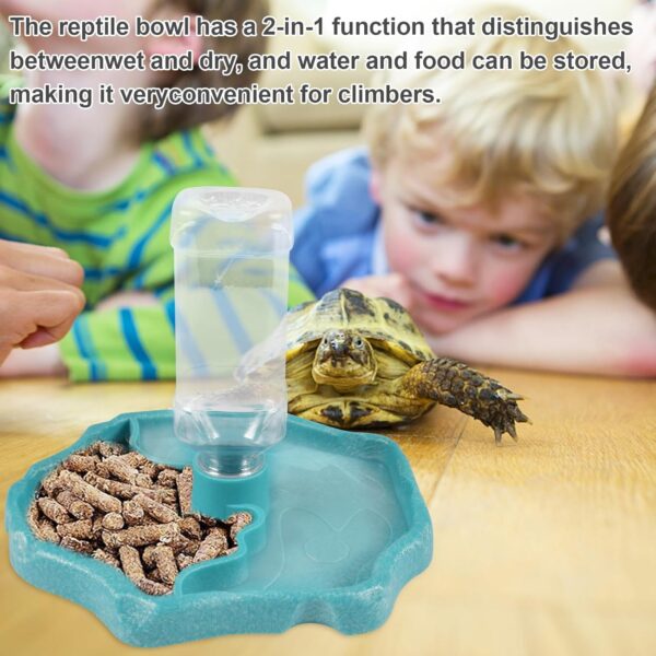 ZeYou Turtle Water Bowl, Reptile Turtle Feeding Bowl, Terrarium Water Bowl, Automated Reptile Drinking Bowl, Reptiles Accessories for Turtle, Lizard, Hamster, Snake (Blue) - Image 7