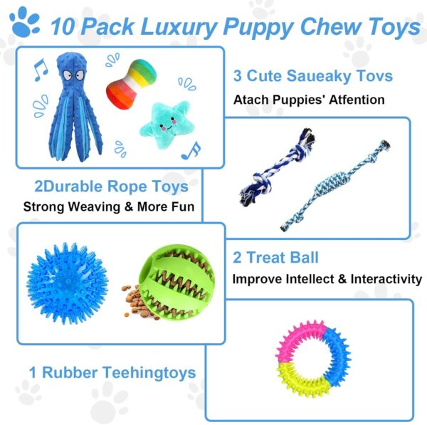 Kapetgo 8 Pack Luxury Puppy Toys for Teething Small Dogs,Squeaky Plush Dog Rope Toys Set, Puppy Chew Toys with Cute Squeaky Dog Toys, Ball and More Rope Dog Chew Toys, for Dogs - Image 2