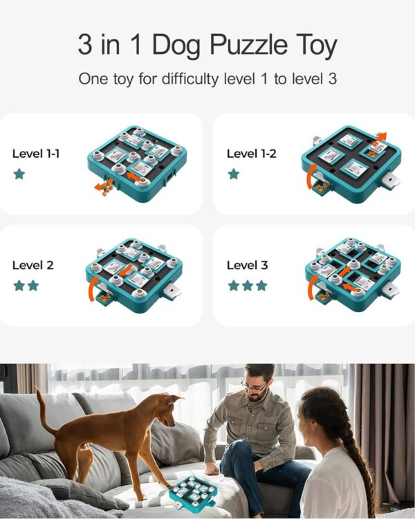LACCEN Dog Puzzle Toys, Level 3 in 1 Interactive Dog Toys for Boredom, Funny Feeding Toy for IQ Training Brain Stimulating, Treat Dispenser Dog Toy for Large Medium Small Dogs - Image 3