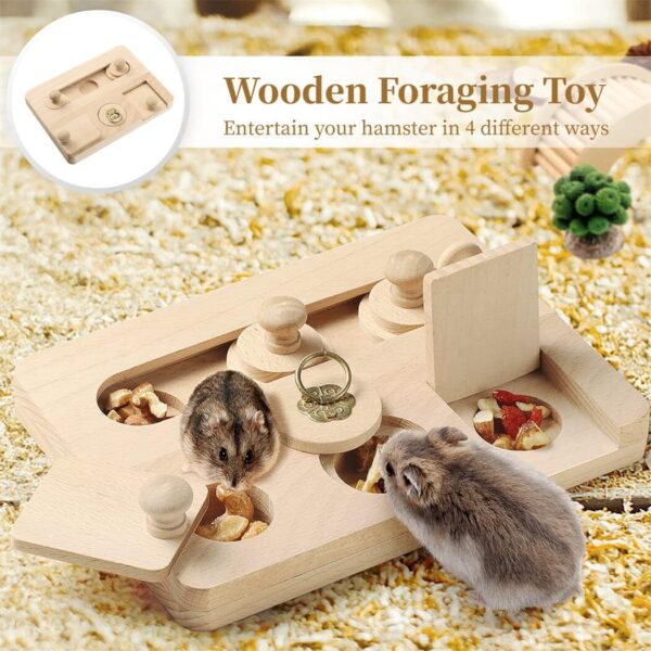Dorakitten Guinea Pig Foraging Toys: 6 in 1 Hamster Wooden Interactive Enrichment Toy Treat Dispenser for Small Animal Funny Toys for Guinea Pigs, Chinchillas, Hamsters, Rats and Gerbils - Image 2