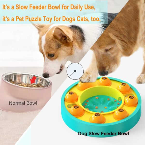 Etechydra Dog Puzzle Slow Feeder Toy, Interactive Dogs Puzzle Toys for Dogs Cats, Small Medium Bowl for IQ Training & Mental Enrichment, Dog Treat Dispenser Puzzle Toy Gifts, Yellow - Image 3