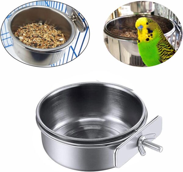 2 Pcs Parrot Bowl Stainless Steel Parrot Feeding Cups Sturdy Water Bowl Bird Feeding DishSuitable for Parrots Macaws or Other Birds Bird Feeding Dish (M-10cm) - Image 5