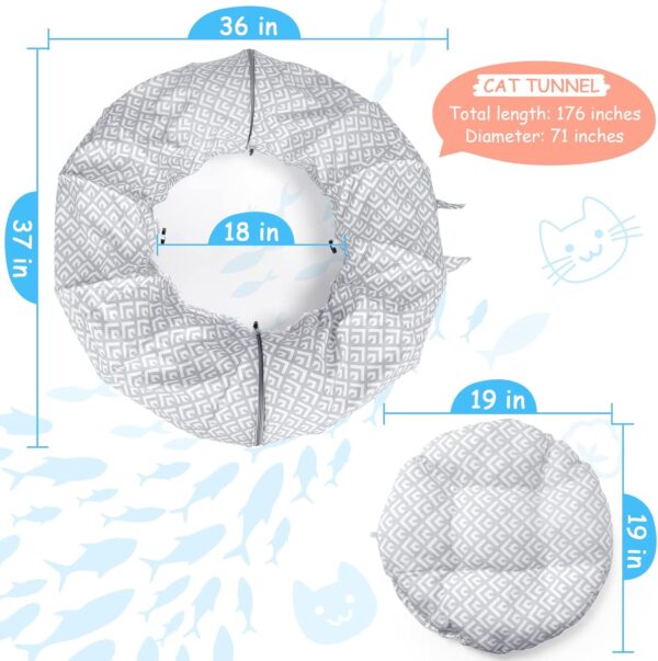 BORPEIN Cat Play Tunnel, Cat Bed for Indoor Use, Crinkle Collapsble Soft Cat Tunnel Tube Toy Pet Play Bed Indoor (Grey) - Image 5