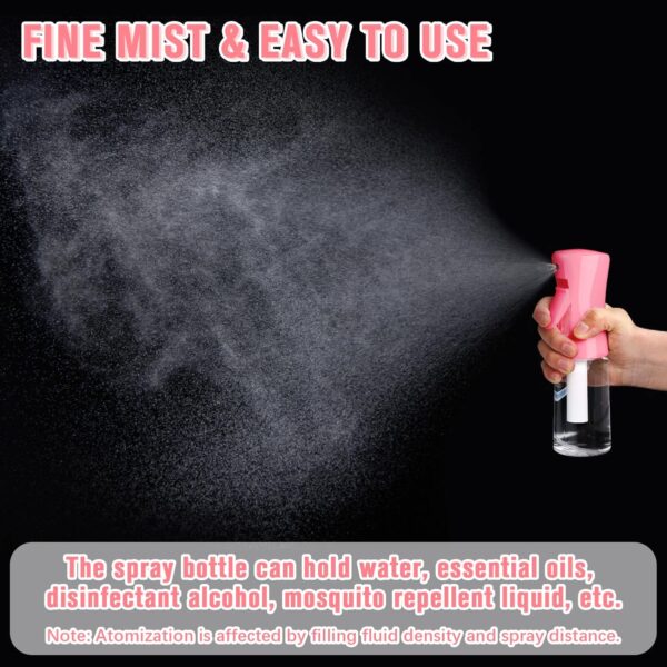 Spray Bottle, Fine Mist Spray Bottle for Hair, Ultra-Fine Continuous Spray Bottle for Skincare, Plant Care, Pet Grooming, Cleaning and Disinfection, Refillable Spray Container (1Pcs Dark Pink 6.8oz) - Image 3
