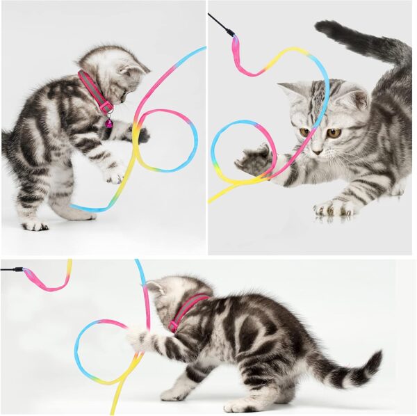 Molain Cat Wand Rainbow Toy, 3pcs Rainbow Ribbon Wand for Kittens Training, Rainbow Ribbon Cat Wand, Interactive Cat Wand, Stick Toy for Kitten Cat Exerciser Playing(30cm) - Image 6