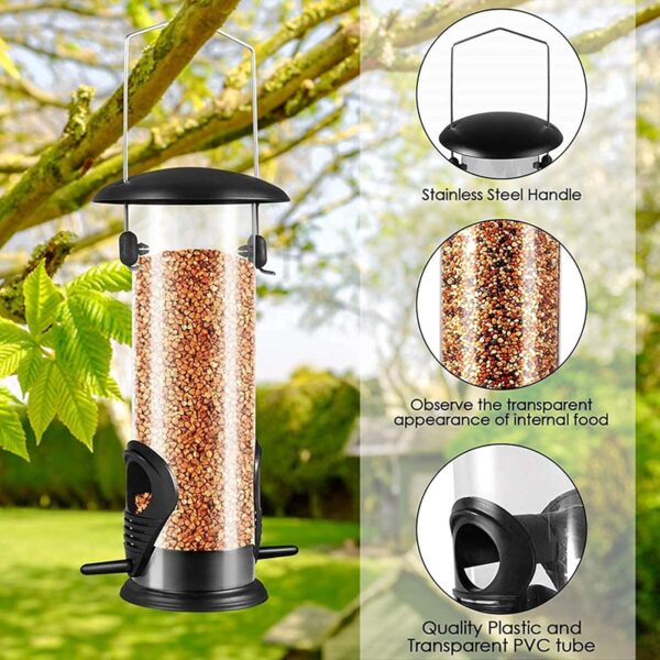 Bird Feeders Hanging,Wild Birds Feeders Mesh Feeding Stations with Steel Hooks Hangers, Metal Bird Feeder for Garden, Hanging bird feeder set + BONUS 3pcs Hooks and 2pcs Hanging Chain（Set of 8） - Image 3