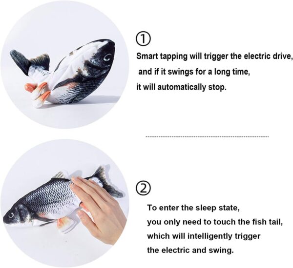 Floppy Fish Cat Toy,Electric Fish Cat Catnip Toy,Plush Simulation Fish Cat Toys for Indoor Cats Pets Flopping/Moving Cat Dog Fish Toy Kitten for Pillow Chew Bite Kick Cat Interactive Toy - Image 4