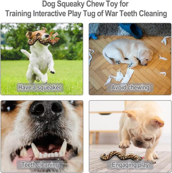 IFOYO Squeaky Dog Toy, Durable Plush Squeak Snake Dog Toy for Large to Small Dogs, Pets - Image 3