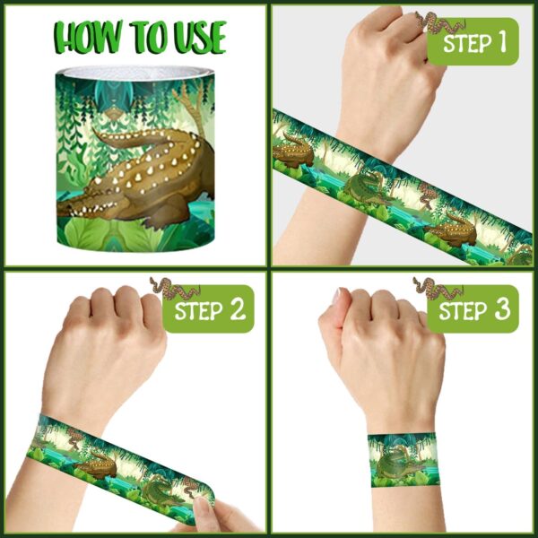 86PCS Reptile Party Favors 50PCS Reptile Stickers 36PCS Reptile Slap Bracelets Alligator Lizard Gecko Snake Turtle Snap Bracelet Reptile Stickers for Kids Reptile Party Supplies Decorations Gifts - Image 4