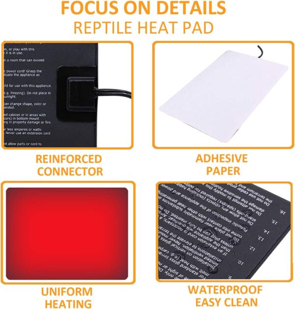 AIICIOO Lizards Terrarium Heat Pads - 8W Pets Heating Pad Aquarium Heated Mats Tank Warmer for for Reptiles, Lizard, Turtles, Snake - Image 3