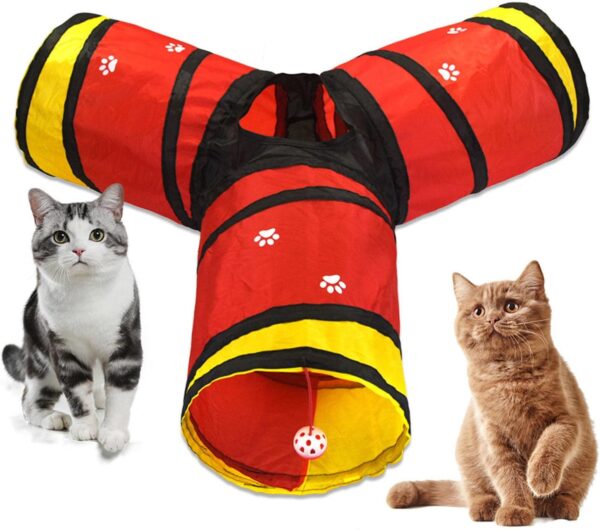 Cat Tunnel Toy For Indoor Playtube Small Pet Tunnel Kitten Interactive Tunnel With Teaser For Cats - Image 2