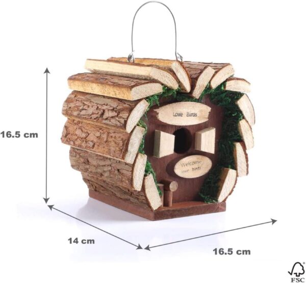 A Guilty Gadgets Product - Rustic Wood Bird Hotel Nesting Box Attracts Wild Hanging Outdoor Food Weatherproof - Image 2