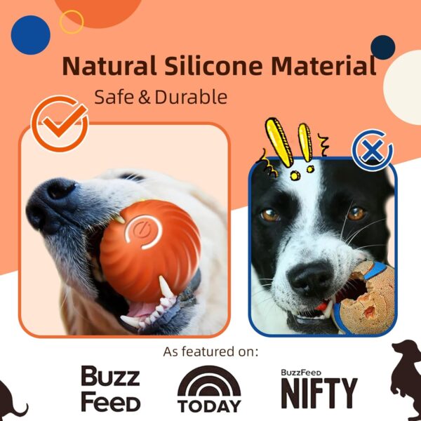 FOUR ANGELS Interactive Dog Toys Dog Balls, 67MM Moving Dog Ball for Puppy/Small/Medium Dogs, Durable Motion Activated Automatic Rolling Ball Toys, USB Rechargeable (Orange, Large) - Image 7