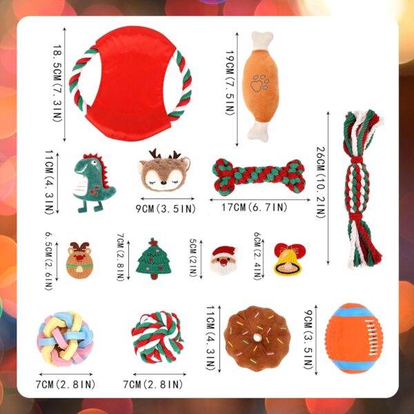 ANOTION Christmas Dog Toys 12 Days Dog Advent Calendar 2023 Dog Set - Including Various Squeaky Balls Rubber Plush Rope Chew and Hair Clips Toys Dog Toys for Small Medium Large Dogs - Image 2