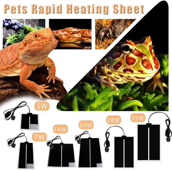TIHOOK Terrarium Heating Mat, 2 PCS, 20W, Reptile Heating Pad with Temperature Control, Heating Mat for Reptiles Turtle, Snake, Lizard, Gecko, Spider, 5W/7W/14W/20W/28W/35W - Image 7