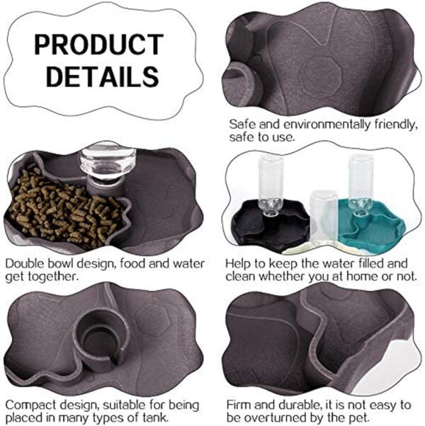 QIODAZOO Bowls for Reptiles Amphibians, Tortoise Accessories 2 IN 1 Reptile Feeding Dish Automatic Dispenser Tortoise Water Dish, Dark Brown - Image 3