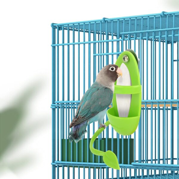 TOTSUN Cuttlefish Holder, Green Bird Parrot Cuttlebone Holder with Feeding Racks, Parrot Food Container for Pet Bird Food Supplies (Pack of 2) - Image 2
