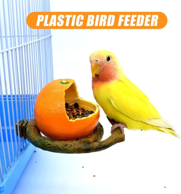 Satiskid Bird Feeding Dish Bird Water Bowl Bird Cage Feeder Hanging Seed Food Container,No Mess Bird Feeder Cage Accessories for Parrot Budgie Lovebirds Cockatiel Parakeet Cockatoo (Orange Tangerine) - Image 4