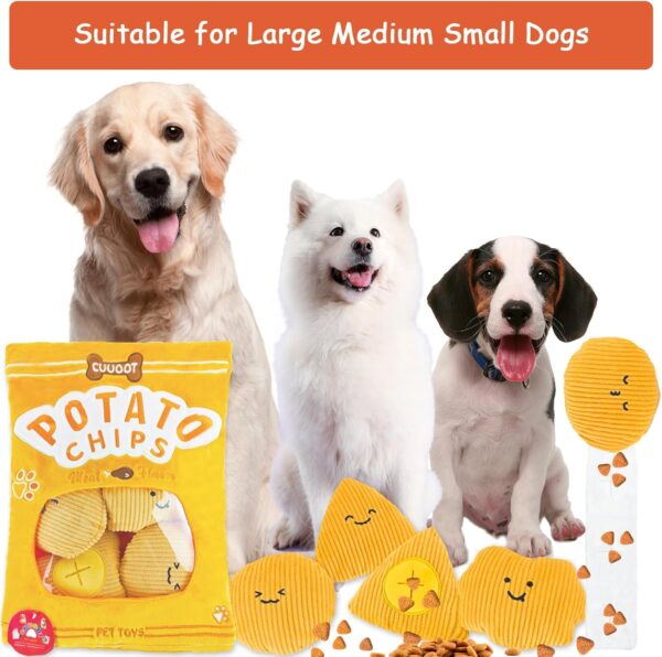 CUUOOT Dog Snuffle Toys Crinkly Squeaky Dog Toys Interactive Plush Dog Treat Puzzle and Enrichment Dog Toys for Small Medium and Large Dogs (UK-Potato-chips-01) - Image 7