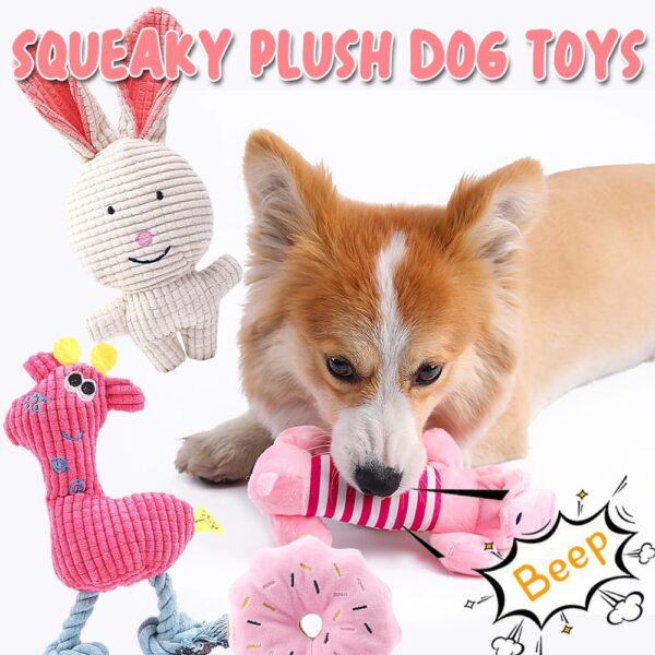6Pcs Dog Toys for Small Dogs, Puppy Teething Chew Toys, Dog Toys for Boredom, Squeaky Plush Dog Toys Set for Small Medium Dogs - Image 3