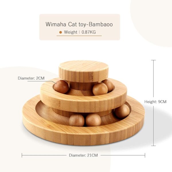 Gelrova Cat Toy Roller Exerciser Fun Cat Toy Indoor Pet Interactive Toy Bamboo Cat Ball Toy with Double Layer Rail, Teaser Cat Ball Toy for Kitten Puppy etc，2-layer track(Bamboo) - Image 6