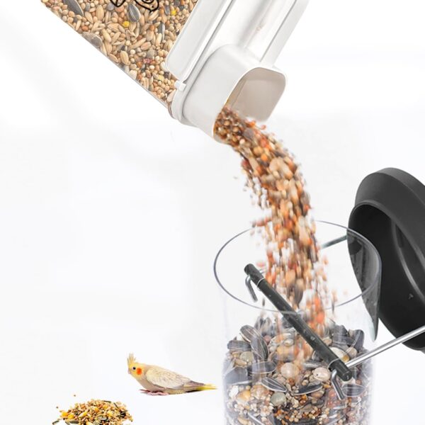 Ctomche Pet Food Storage Container,Airtight Bird Seed Storage Container Bird Food Storage Dispenser with Pour Spout and Handle,BPA Free Plastic Transparent Leakproof Seed Storage Container,3L - Image 3