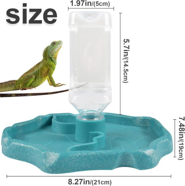 ZeYou Turtle Water Bowl, Reptile Turtle Feeding Bowl, Terrarium Water Bowl, Automated Reptile Drinking Bowl, Reptiles Accessories for Turtle, Lizard, Hamster, Snake (Blue) - Image 2