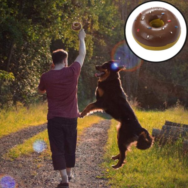 YUANHONGJIAN 2 Pcs Random Color Squeak Latex Dog Toys Doughnut Shape Dog Chew Toys Puppy Molar Toy Pet Interactive Play Toys for Small and Medium Dogs - Image 5
