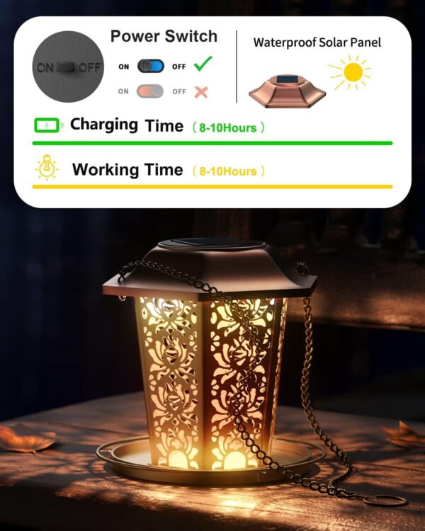 HouseSapp Solar Bird Feeders for Outdoors Hanging Premium Grade Metal Bird Feeder, Chew Proof, Weather and Water Resistant Wild Bird feeders, Outside and Garden Decoration - Image 3