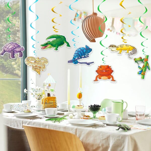 WERNNSAI Reptile Hanging Swirls - 21 Pcs Reptile Birthday Party Supplies for Kids Boys Safari Animals Lizard Snake Turtle Alligator Frog Ceiling Decor Swamp Jungle Animal Theme Party Decorations - Image 7