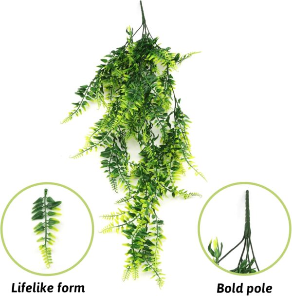 QUOZUO Reptile Hanging Plants, Terrarium Reptile Hanging Plants Vines Artificial Leaves Reptile Hide with Suction Cup, Leopard Gecko Tank Accessories for Bearded Dragon Lizard Snake - Image 5