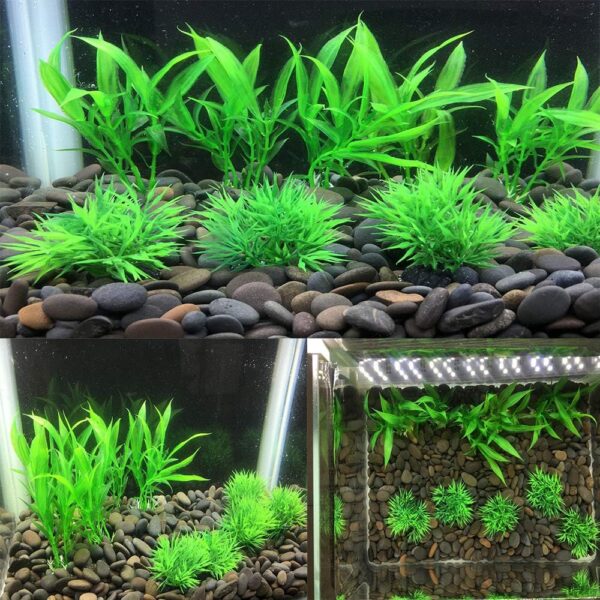 Smoothedo-Pets Aquarium Plants Fish Tank Decorations Small Size/10pcs Set Plastic Artificial Plant Goldfish Waterscape Fish Hides for Small Fish Tank/Bowl (10pcs-B-Set) - Image 7