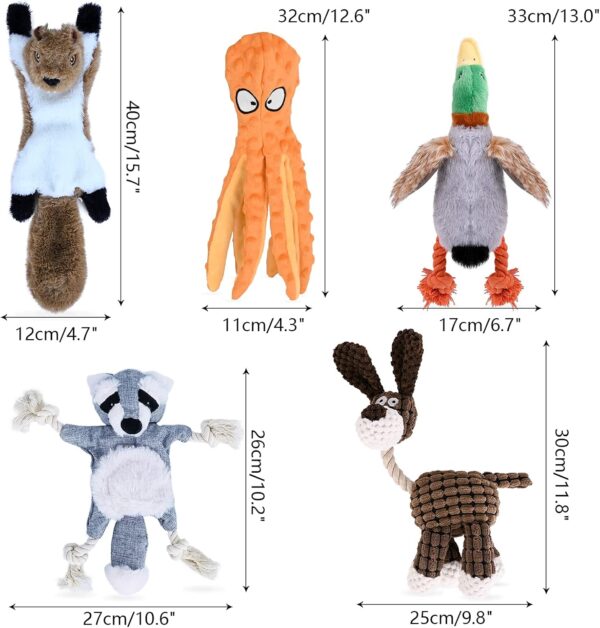 CITAMAMA Squeaky Dog Toys, 5 Pack Plush Puppy Dog Toys Various Animals Shapes Training Toy Chew Toys for Puppy Small Dogs - Image 2