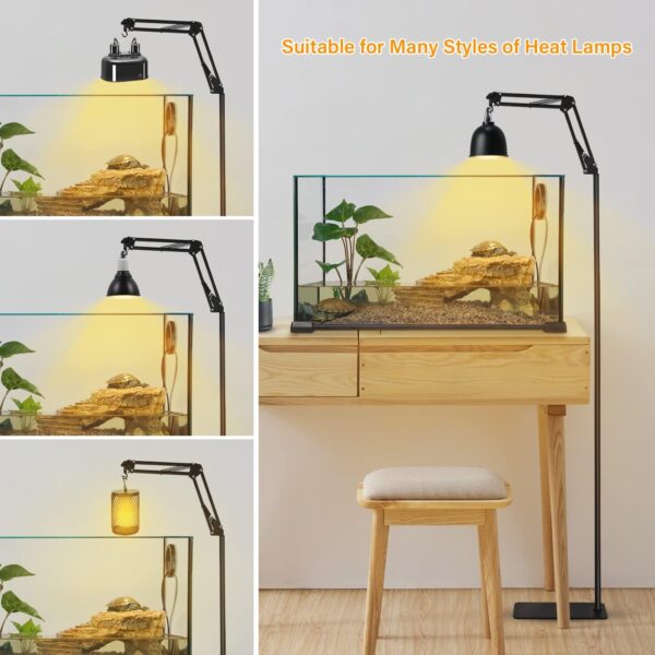 Reptile Heat Lamp Stand with Base Extra Tall, Adjustable Height and Width Floor Light Holder Bracket, Basking Lamp Support for Animal Tortoise Table Glass Tank Terrarium Vivarium Cages 72 inch - Image 5