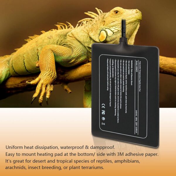FIPASEN Reptile Heating Mat with Temperature Adjustment, 8x12 Inch Terrarium Heat Mat for Tortoise/Snakes/Lizard/Gecko/Hermit Crab/Frog/Spider/Insect Breeding/Plant Box - Upgraded Reptile Heating Pad - Image 8