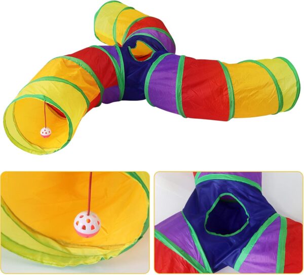 Bemodst Rainbow Cat Tunnel, Cat Toy S-Shaped-3-Way Pet Tunnel, Cat Play Tent interactive Toy Maze Cat House, Collapsible Cat Rabbit Tunnel Tube for Indoor Cats, Rabbits, Hamsters, Puppies and More - Image 6