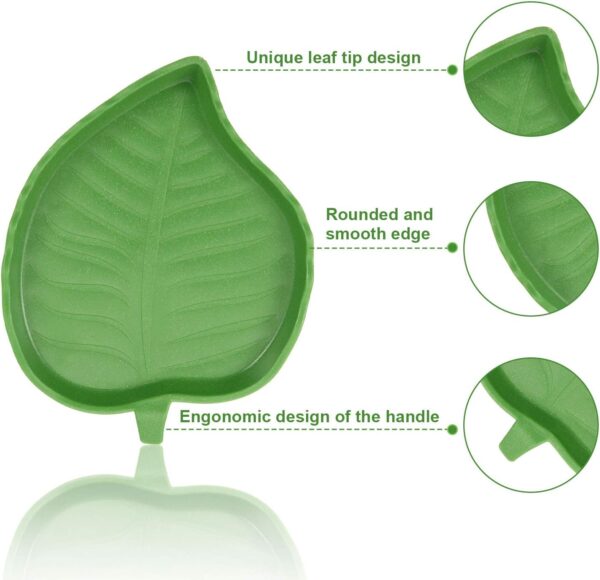 2 Pieces Leaf Reptile Food Water Bowl Plate Dish for Tortoise Corn Snake Crawl Pet Drinking and Eating, 2 Sizes - Image 5