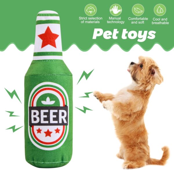Roseyan Dog Toys Squeaky Dog Toys Interactive Dog Chew Toy for Bordem Beer Bottle Plush Puppy Toys Portable Funny Cute Pet Plush Squeaky Dog Toy for Small Medium Dogs and Other Pets - Image 3