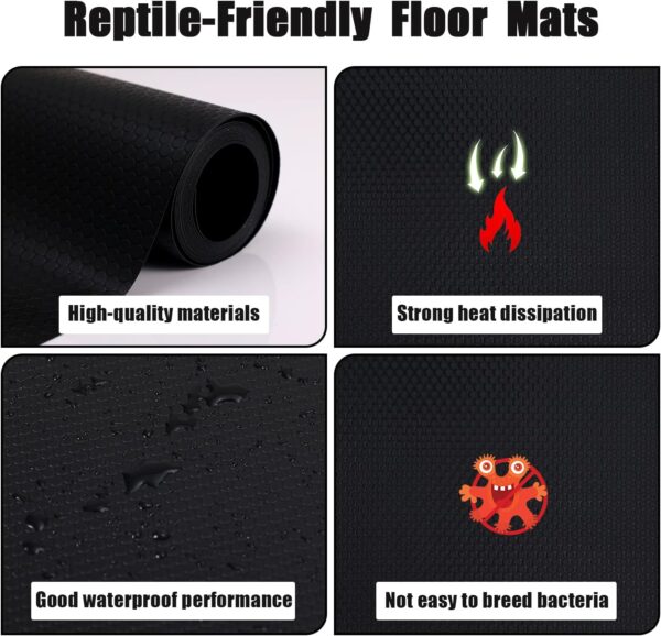 Large Reptile Carpet, Non-Adhesive Reptile Terrarium Bedding Substrate Liner Reptile Terrarium Mat Reptile Terrarium Carpet Mat for Reptile Tank Bearded Dragon Iguana Turtle Snakes (Black) - Image 4