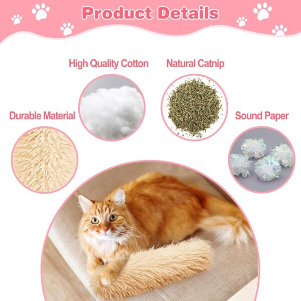FELISTORY Cat Catnip Toys for Indoor Kitten: 3 Pcs Interactive Cat Kicker Toy with Catmint and Crinkle Plush Cat Chew Teething Clean Toy for Small Cats - Image 5